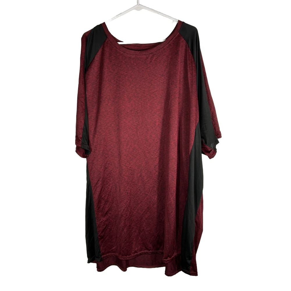 Real Essentials Mens 4X Tall Burgundy Black Heathered Activewear Raglan T-Shirt